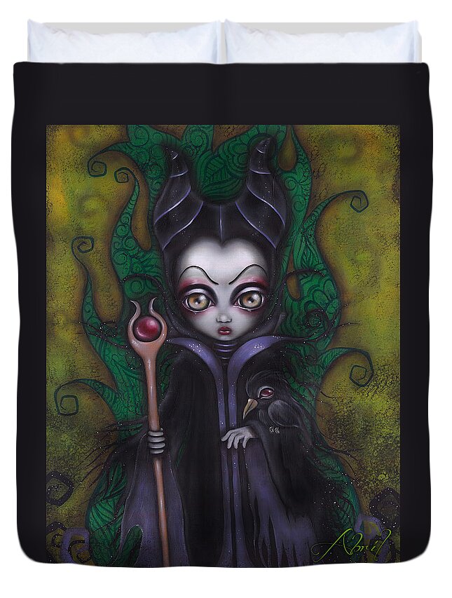 Villains Duvet Cover featuring the painting Maleficent by Abril Andrade