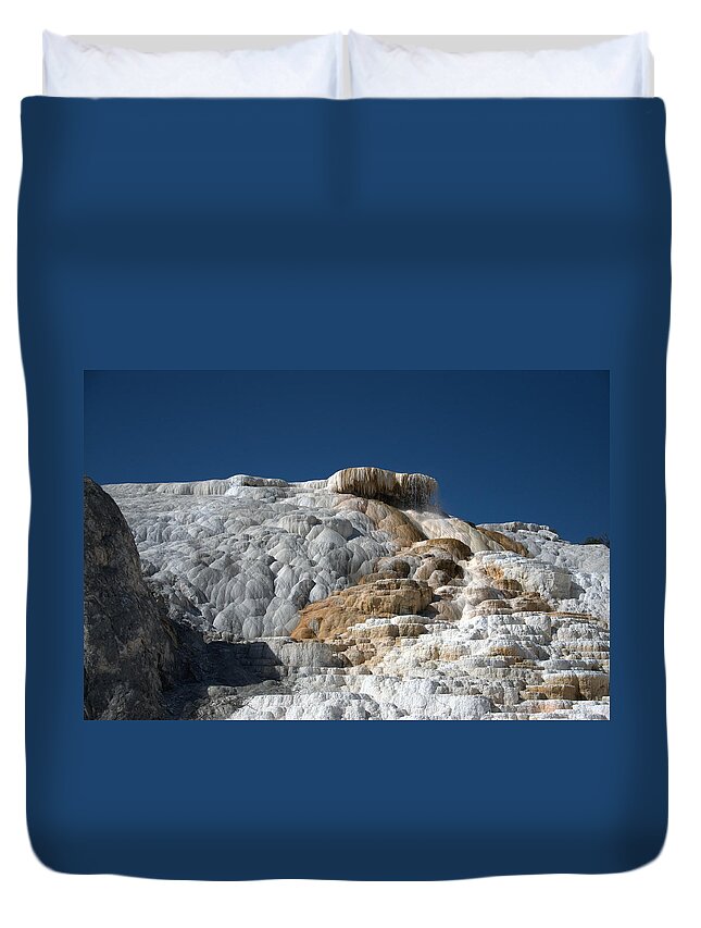 Blue Duvet Cover featuring the photograph Mammoth Hot Springs 2 by Frank Madia