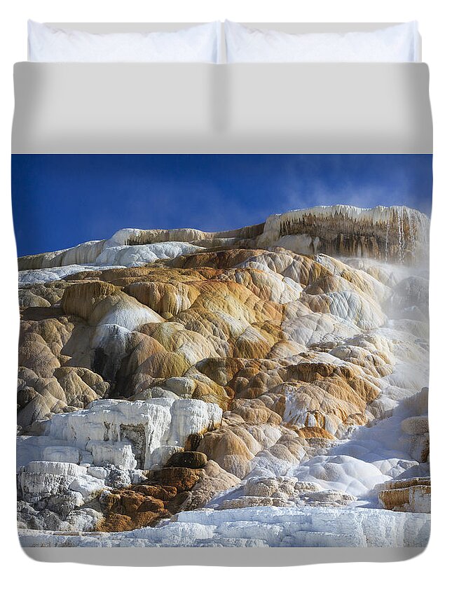 530462 Duvet Cover featuring the photograph Mammoth Hot Springs Yellowstone Wyoming by Duncan Usher