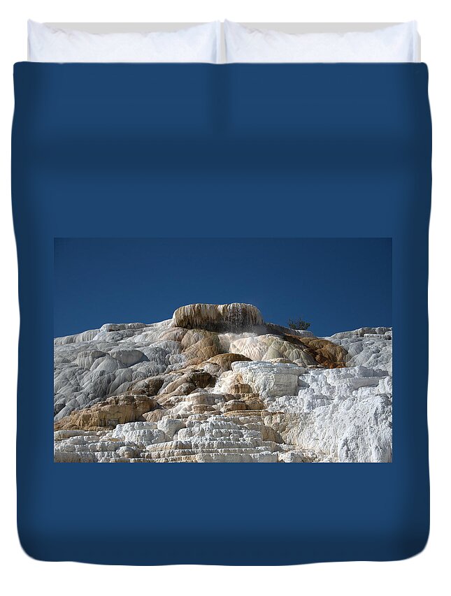 Blue Duvet Cover featuring the photograph Mammoth Hotsprings 4 by Frank Madia