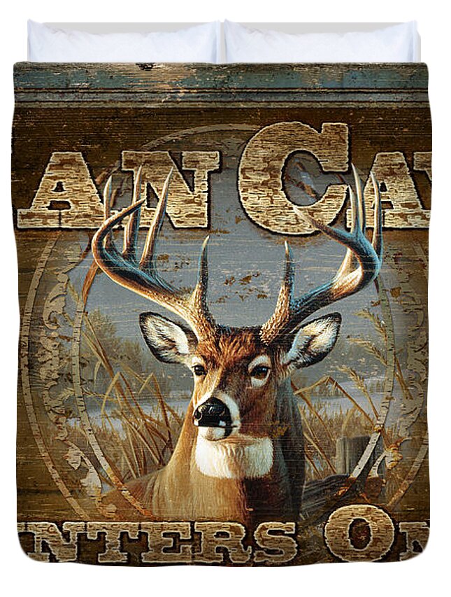 Cynthie Fisher Duvet Cover featuring the painting Man Cave Deer by JQ Licensing