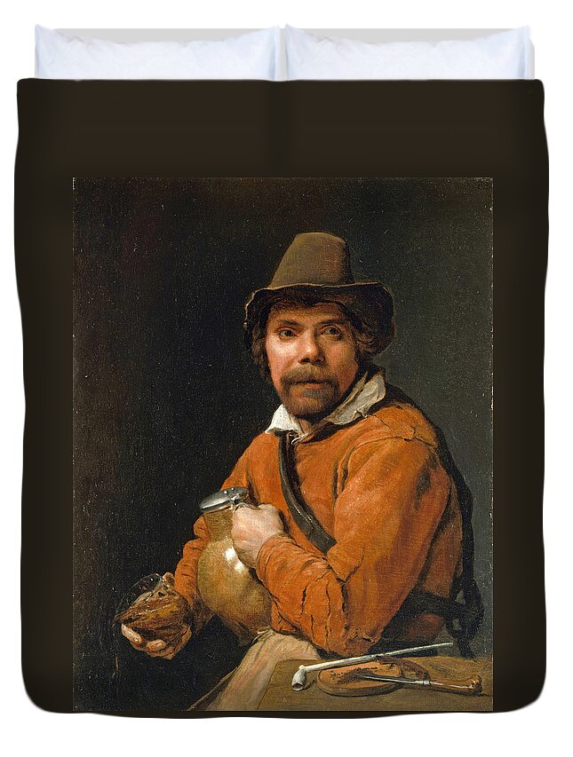 Michiel Sweerts Duvet Cover featuring the painting Man Holding a Jug by Michiel Sweerts