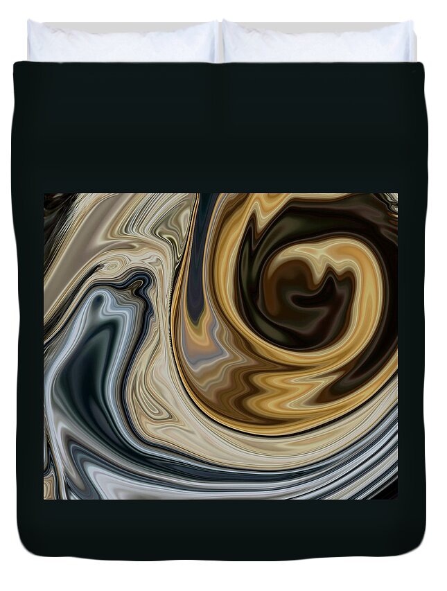 Abstracts Duvet Cover featuring the mixed media Man vs Time by Elaine Malott
