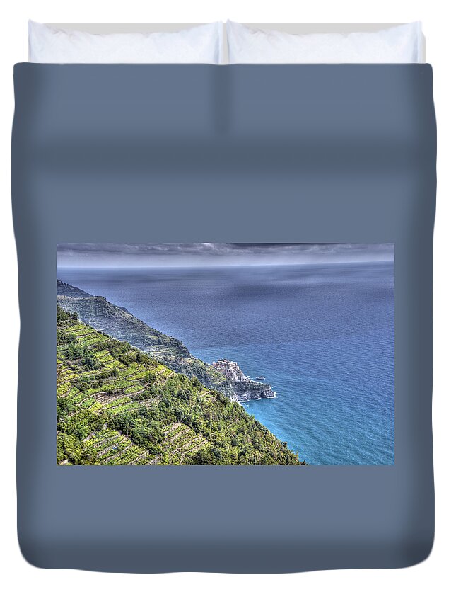 Europe Duvet Cover featuring the photograph Manarola by the Sea by Matt Swinden