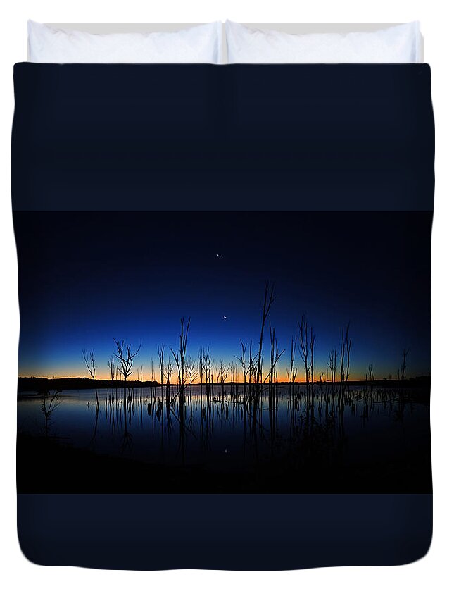 Manasquan Reservoir Duvet Cover featuring the photograph Manasquan Reservoir at Dawn by Raymond Salani III