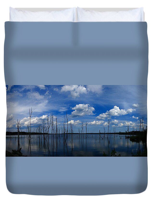 Manasquan Reservoir Panorama Duvet Cover featuring the photograph Manasquan Reservoir Panorama by Raymond Salani III