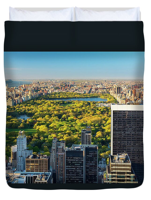 Tranquility Duvet Cover featuring the photograph Manhattan New York City Skyline Central by Sylvain Sonnet