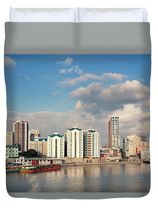 Pasig Duvet Cover featuring the photograph Manila City by Lordrunar