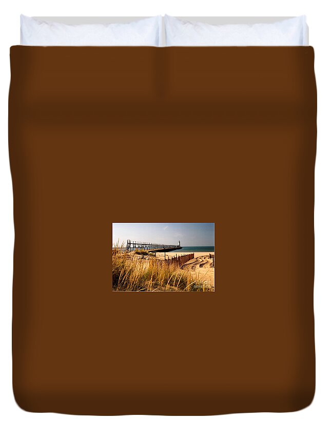 Lighthouse Duvet Cover featuring the photograph Manistee Lighthouse by Crystal Nederman