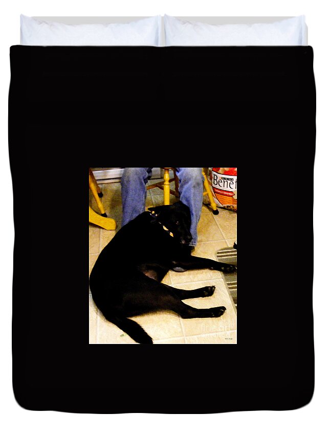 Black Labrador Retriever Duvet Cover featuring the photograph Man's Best Friend by Barbara A Griffin