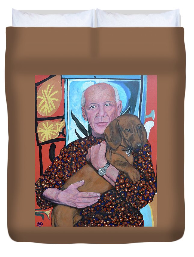 Man's Best Friend Duvet Cover featuring the painting Man's Best Friend by Tom Roderick
