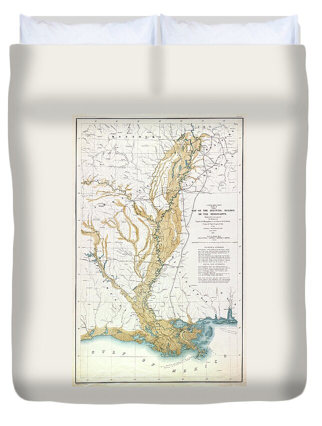 1861 Duvet Cover featuring the drawing Map Mississippi River, 1861 by Granger