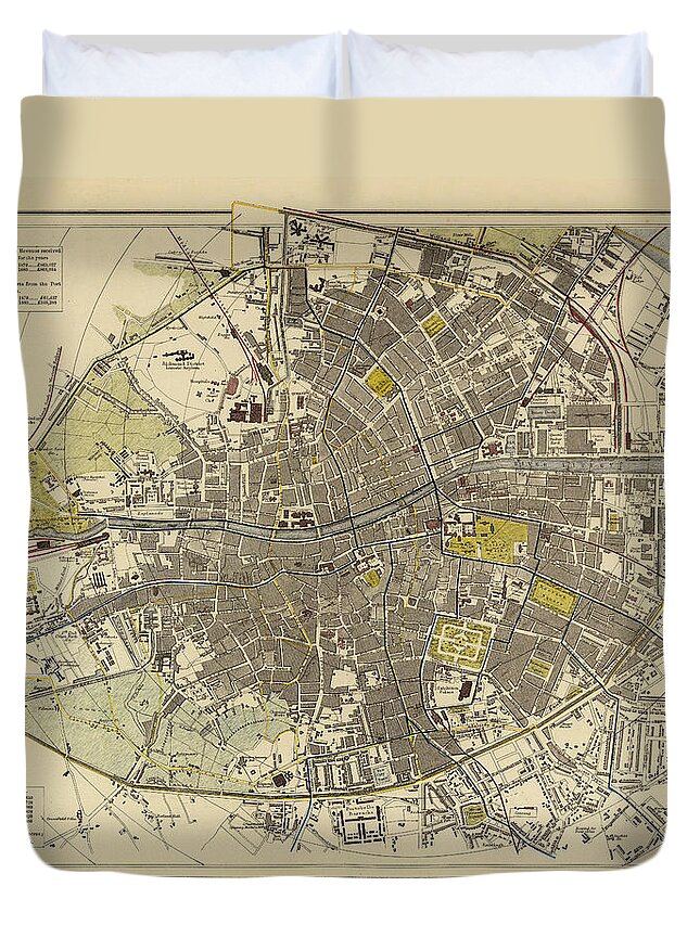 Dublin Duvet Cover featuring the photograph Map of Dublin 1883 by Andrew Fare