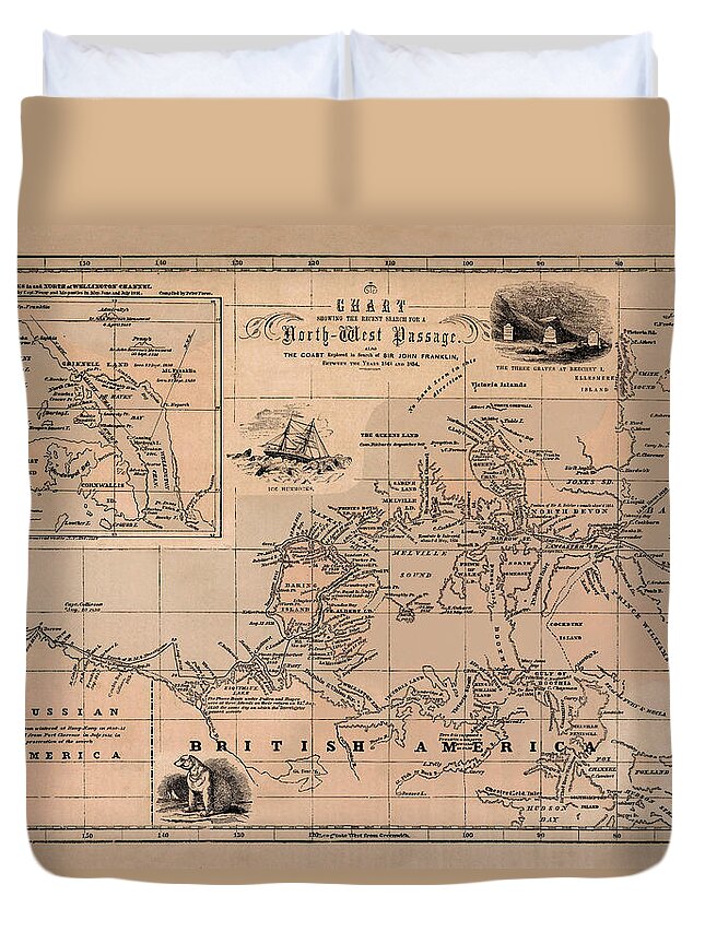 Northwest Passage Duvet Cover featuring the photograph Map of the Northwest Passage 1856 by Andrew Fare