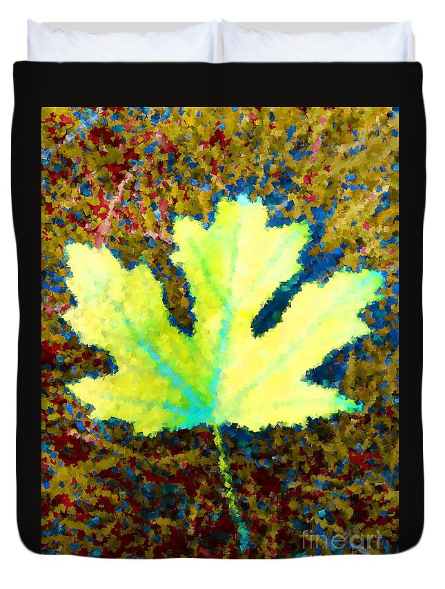 Maple Leaf Duvet Cover featuring the digital art Maple Leaf poster style by Vintage Collectables