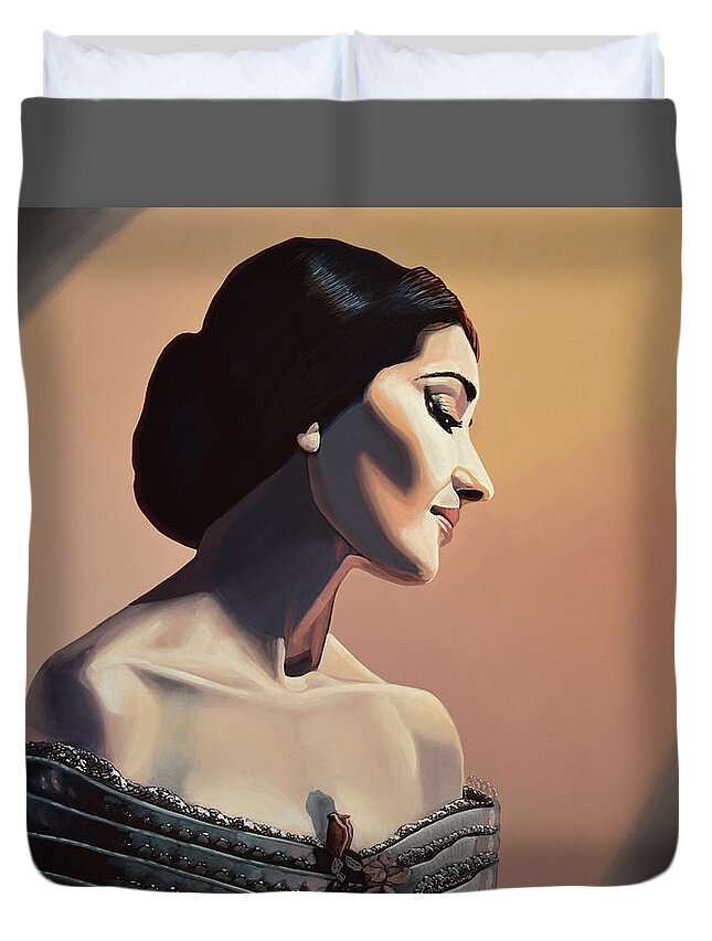 Maria Callas Duvet Cover featuring the painting Maria Callas Painting by Paul Meijering