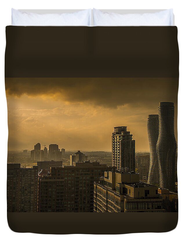 Toronto Duvet Cover featuring the photograph Marilyn Monroe Buildings MIssissauga by Bill Cubitt