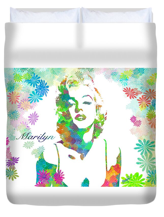 Marilyn Monroe Duvet Cover featuring the digital art Marilyn Monroe Flowering Beauty by Patricia Lintner