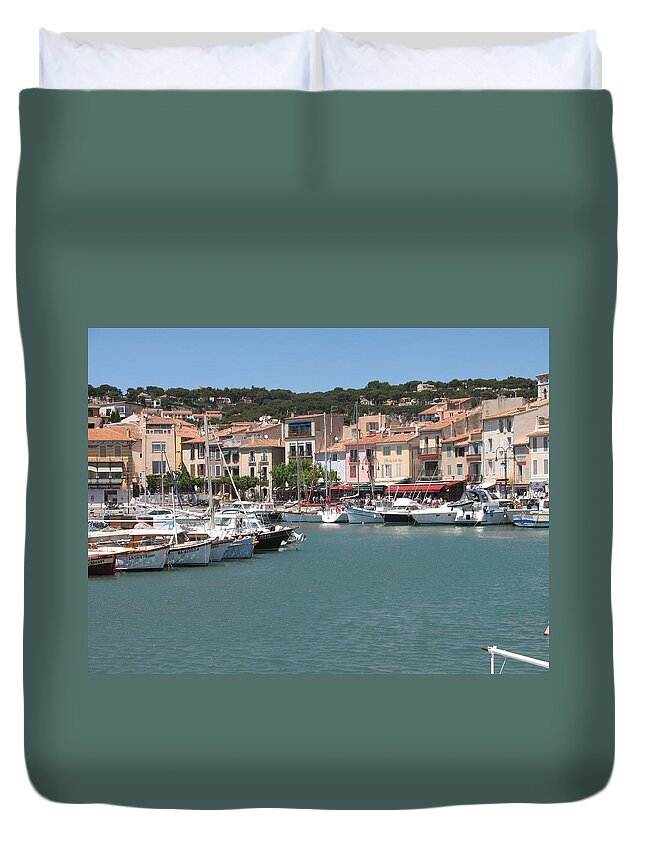 Harbor Duvet Cover featuring the photograph Marina Cassis by Christiane Schulze Art And Photography