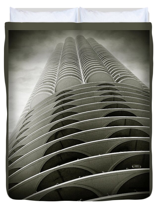 Petal Duvet Cover featuring the photograph Marina City Chicago IL by Alexandra Till