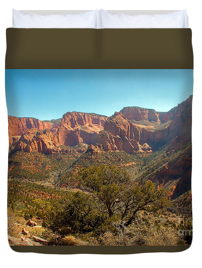 Zion National Parks Duvet Cover featuring the photograph Markaqunt Mesa In Kolob by Robert Bales