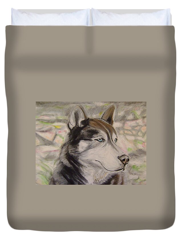 Husky Duvet Cover featuring the pastel Marley by Therese Legere