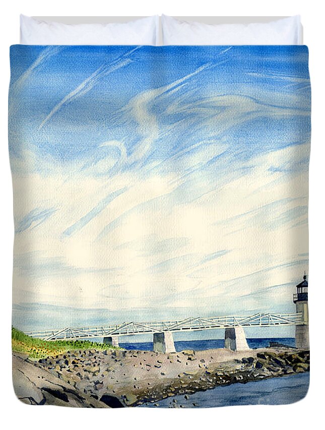 Marshall Point Duvet Cover featuring the painting Marshall Point by Melly Terpening