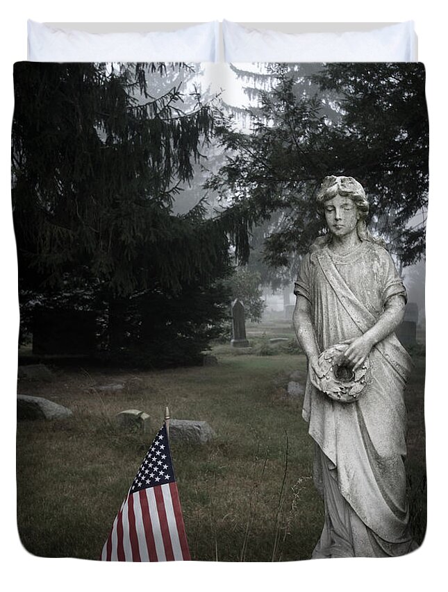 Cemetery Duvet Cover featuring the photograph Cemetery Statue by Crystal Wightman