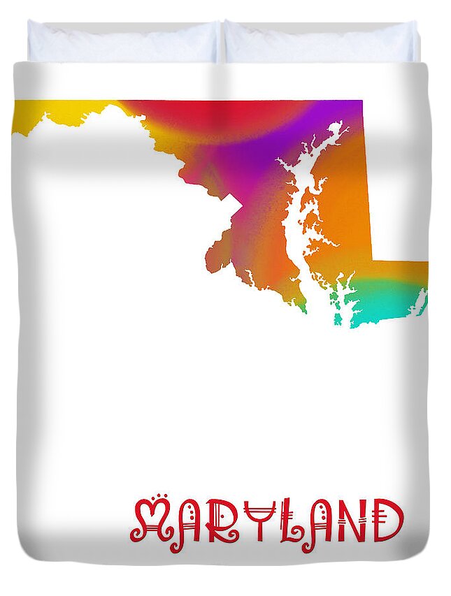 Andee Design Duvet Cover featuring the digital art Maryland State Map Collection 2 by Andee Design