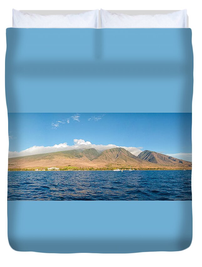 Hawaii Duvet Cover featuring the photograph Maui's Southern Mountains  by Lars Lentz