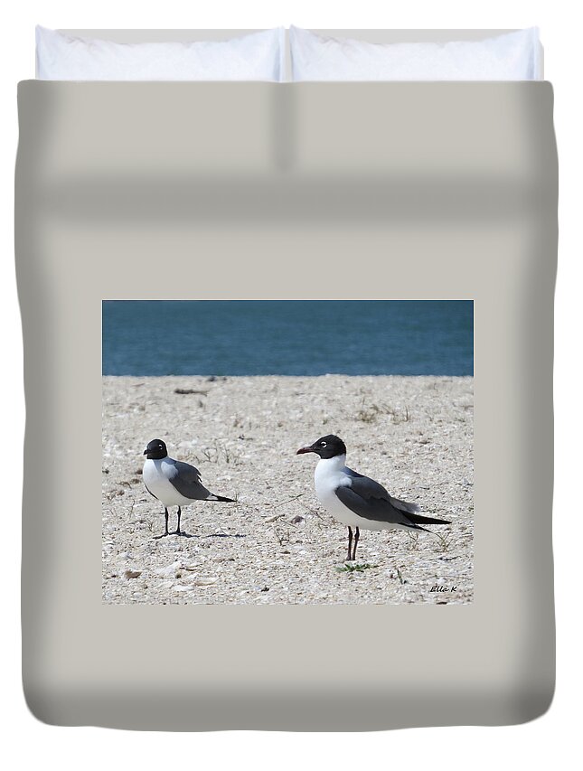 Bird Duvet Cover featuring the photograph Max and Maxine Seagull by Ella Kaye Dickey