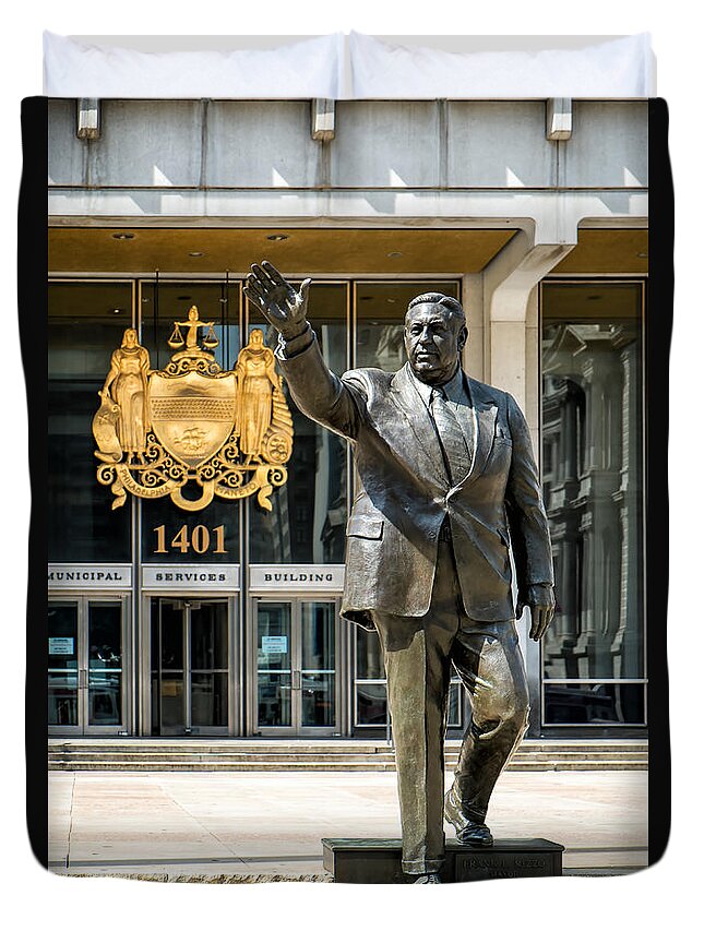 Mayor Frank L. Rizzo Monument In Philadelphia Duvet Cover featuring the photograph Mayor Frank L. Rizzo Monument by Klm Studioline