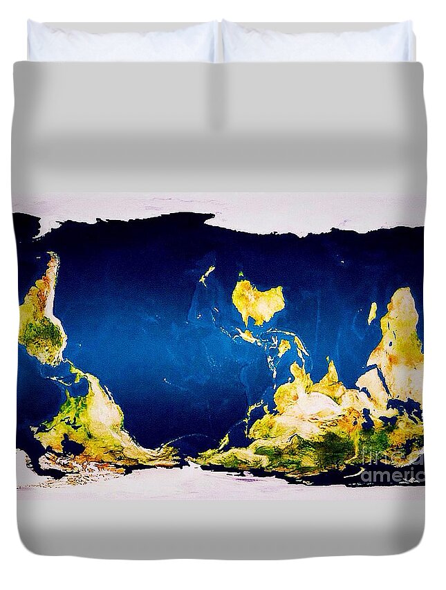 Map Duvet Cover featuring the digital art McArthur's New World Map by HELGE Art Gallery