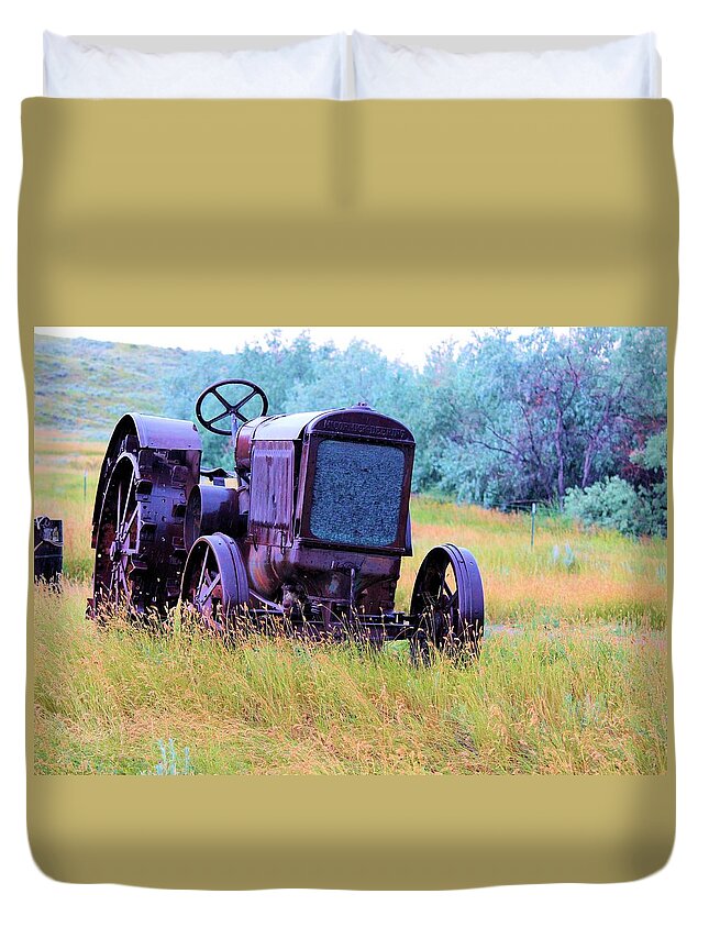 Montana Duvet Cover featuring the photograph McCormick Deering by Scott Carlton