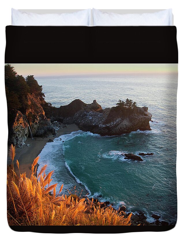 Scenics Duvet Cover featuring the photograph Mcway Falls At Big Sur, California, Usa by Mark Miller Photos