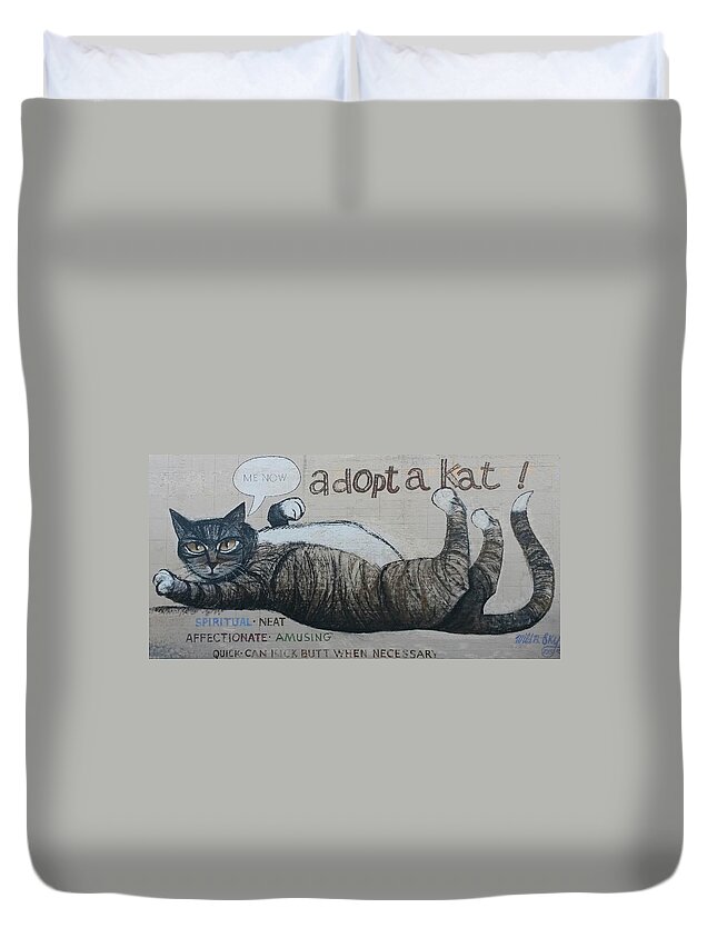 Cat Duvet Cover featuring the painting Me Now by Blue Sky