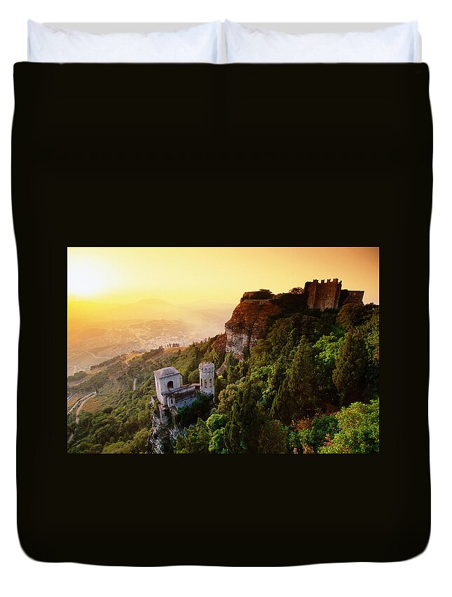 Sicily Duvet Cover featuring the photograph Medieval Castello Di Venere 12th by John Elk
