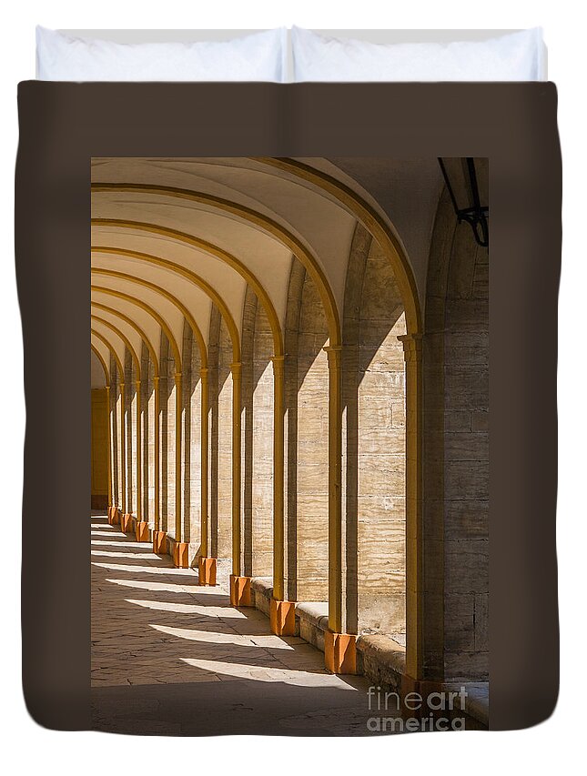 Abbey Duvet Cover featuring the photograph Medieval cloister in Cluny, France by Patricia Hofmeester