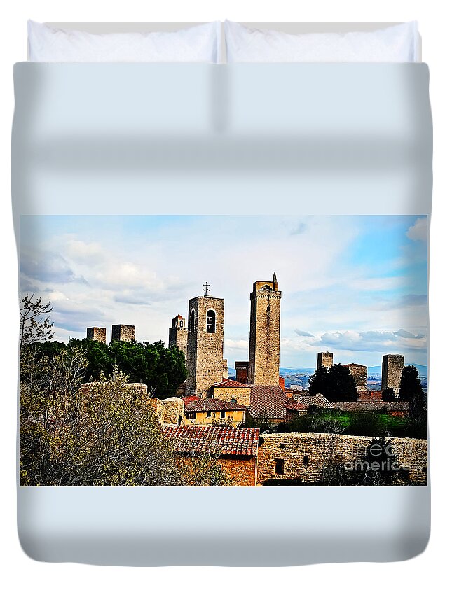 Travel Duvet Cover featuring the photograph Medieval Rooftops by Elvis Vaughn