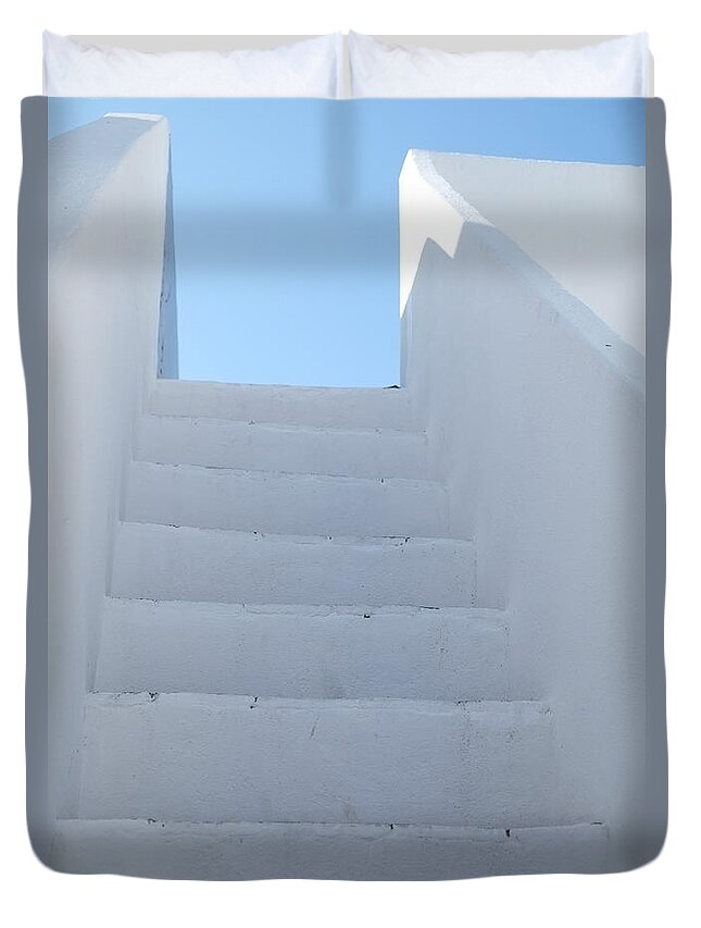 Mediterranean Duvet Cover featuring the photograph Mediterranean Staircase by Angelo DeVal
