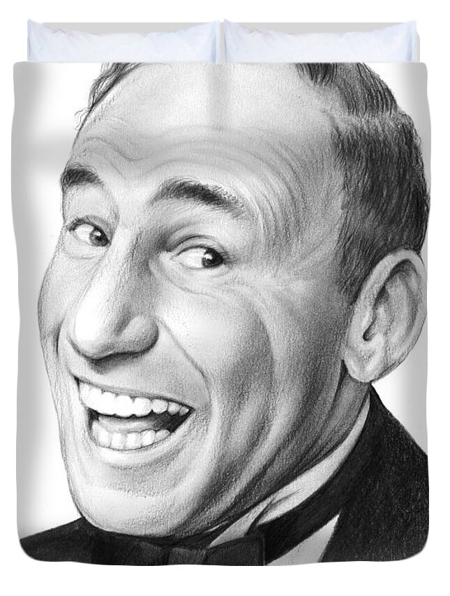 Celebrities Duvet Cover featuring the drawing Mel Brooks by Greg Joens