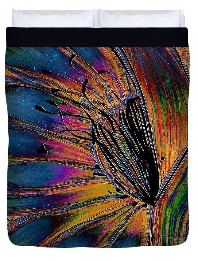 Abstract Duvet Cover featuring the digital art Melted Crayons by Mary Eichert