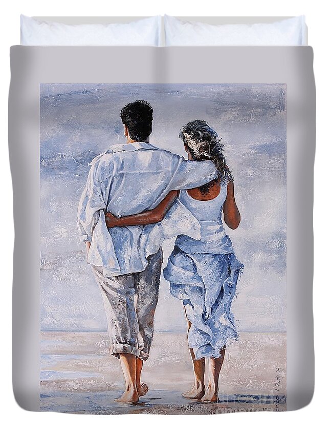 Art Duvet Cover featuring the painting Memories of love by Emerico Imre Toth