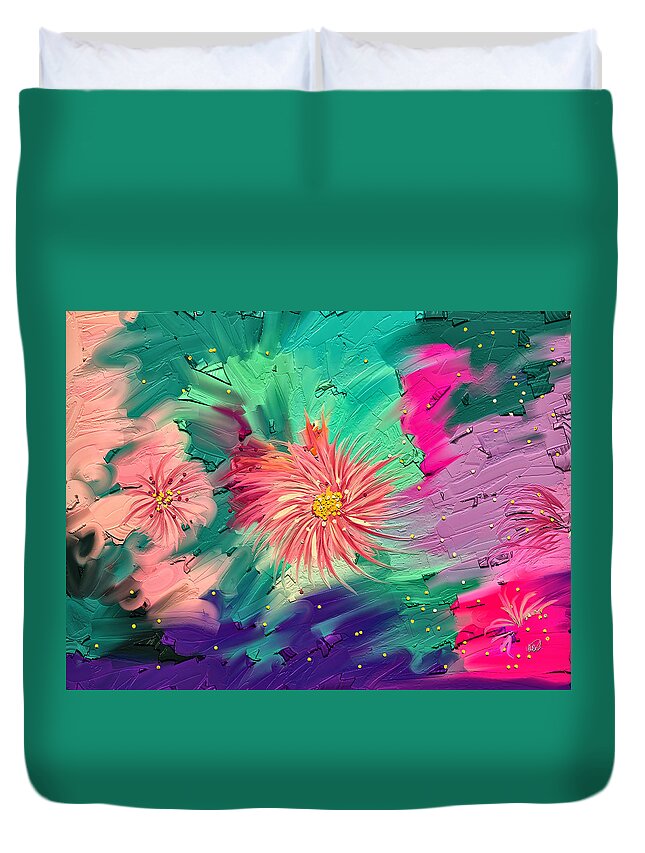 Flower Duvet Cover featuring the painting Memories of Summer by Angela Stanton