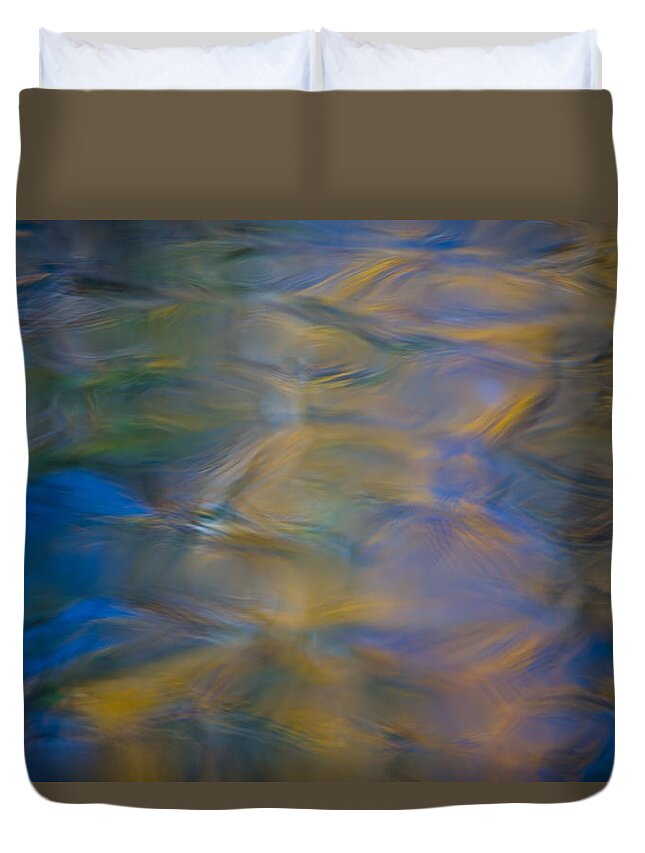 Abstract Duvet Cover featuring the photograph Merced River Reflections by Larry Marshall