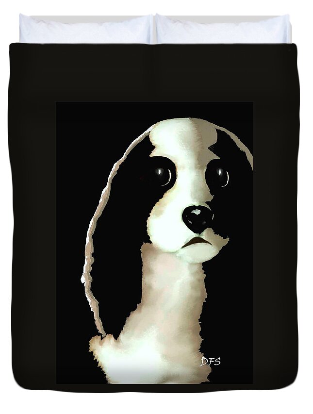 Diane Strain Duvet Cover featuring the painting Mercedes - Our Cavalier King Charles Spaniel No. 8 by Diane Strain