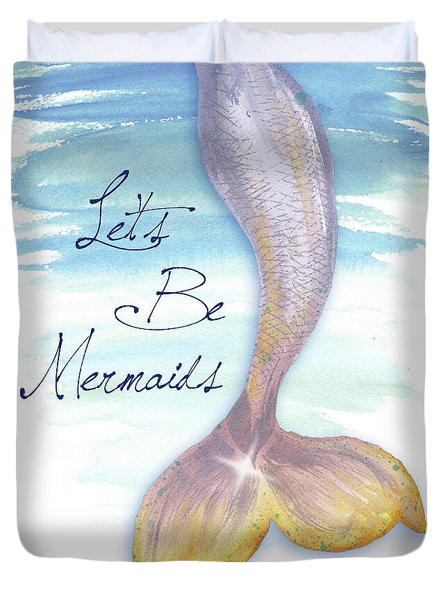 Mermaid Duvet Cover featuring the painting Mermaid Tail II by Elizabeth Medley