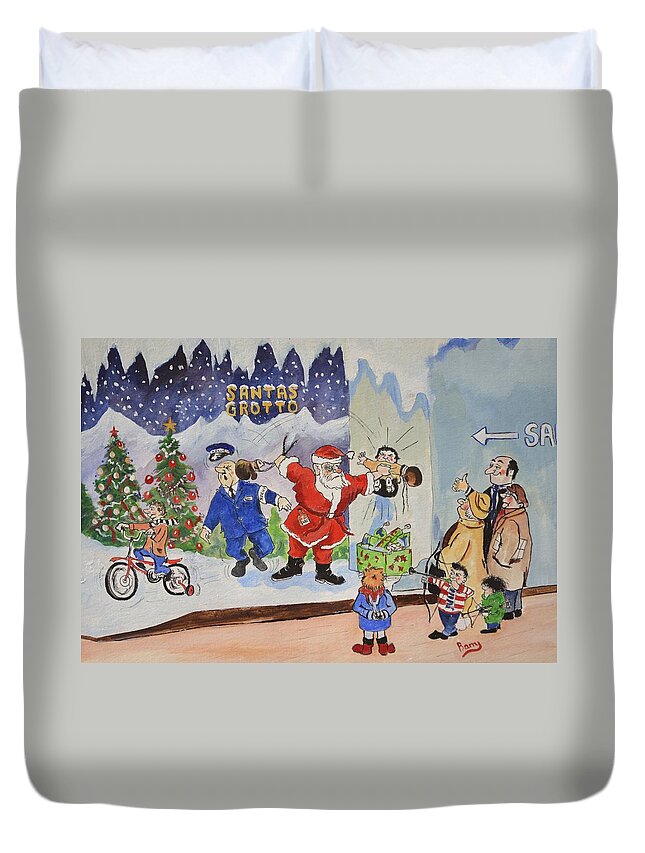 Christmas Card Duvet Cover featuring the painting Merry Christmas by Barry BLAKE