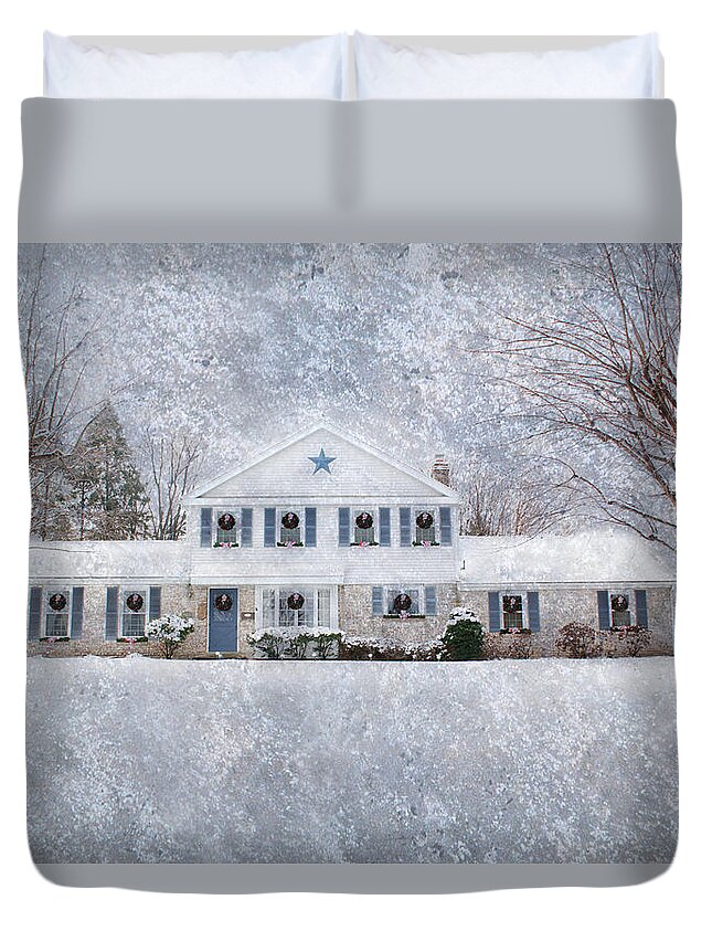 Christmas Duvet Cover featuring the photograph Wintry Holiday by Shelley Neff