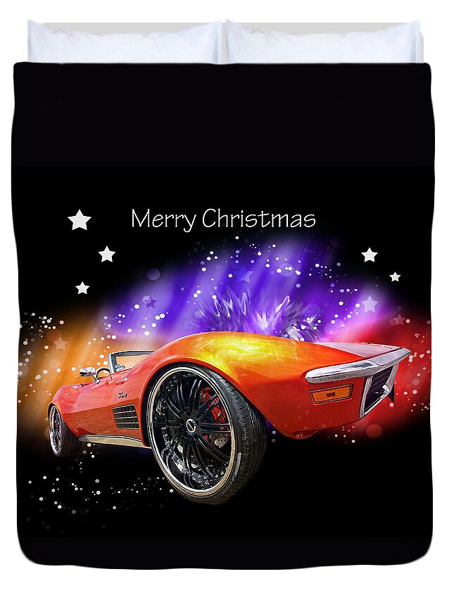Corvette Duvet Cover featuring the photograph Merry Christmas Stingray by Gill Billington